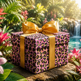Rosa und Gold Leopardenprint Geschenkpapier