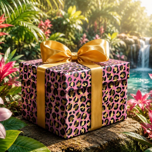 Rosa und Gold Leopardenprint Geschenkpapier (Von Creator hochgeladen)