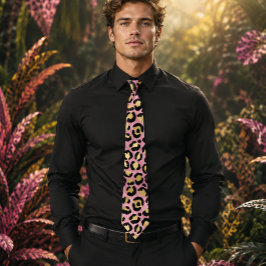 Rosa und Gold Leopardenprint Krawatte