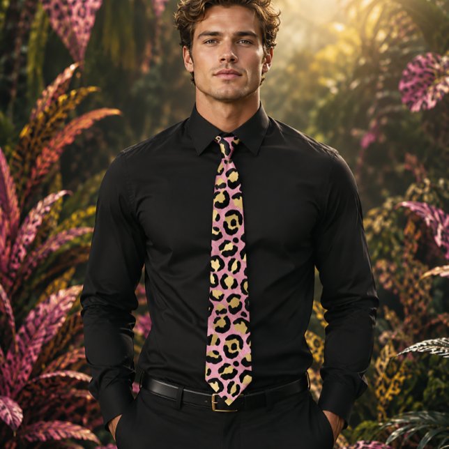 Rosa und Gold Leopardenprint Krawatte (Von Creator hochgeladen)