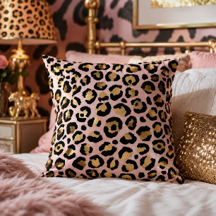 Rosa und Gold Leopardenprint Tiermuster Kissen