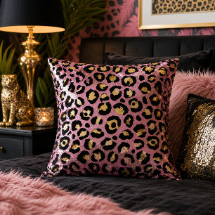 Rosa und Gold Leopardenprint Tiermuster Kissen