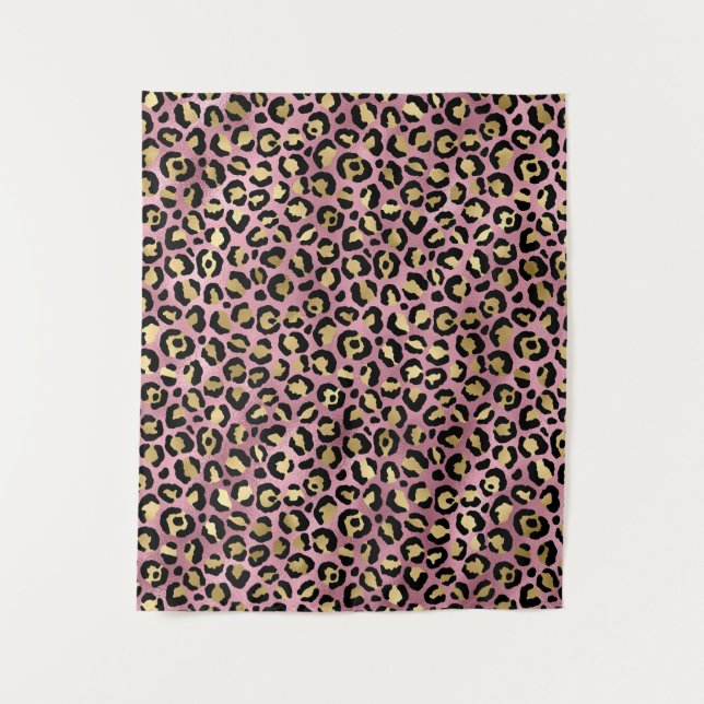Rosa und Gold Leopardenprint Wandteppich (Vorderseite)