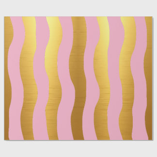 Rosa und Gold Luxus Moderne Streifen Geschenkpapier