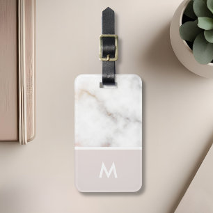 Rosa und Gold Marmor personalisierter Anfangsbuchs Gepäckanhänger