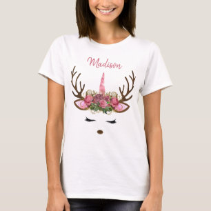 Rosa und Gold Monogram Weihnachtsmann T-Shirt