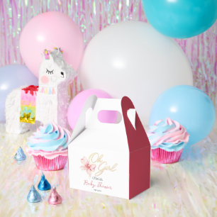 Rosa und Gold “Oh Girl” Gold-Typografie Baby Showe Geschenkschachtel