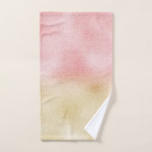 Rosa und Gold Ombre Foil Badhandtuch Set