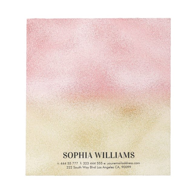 Rosa und Gold Ombre Foil Notizblock (Vorderseite)