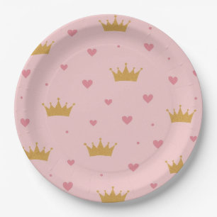 Rosa und Gold Prinzessin Muster Papier Teller
