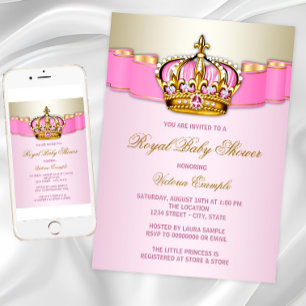 Rosa und Gold Prinzessin Royal Baby Shower Einladung