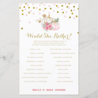 Rosa und Gold Pumpkin Baby Duschgame