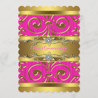 Rosa und Gold Quinceanera Einladung