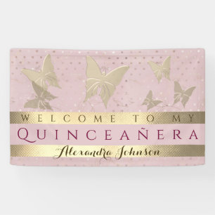 Rosa und Gold Quinceanera Geburtstag Banner