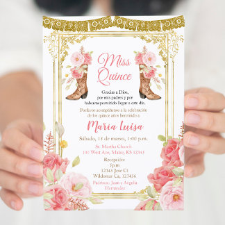 Rosa und Gold Quinceanera Mexikanische Miss Quince Einladung