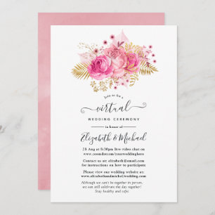 Rosa und Gold Rose Online Virtual Wedding Einladung