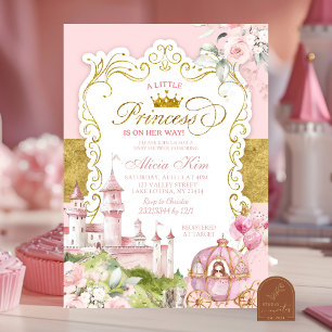Rosa und Gold Royal Princess Babyshower Einladung