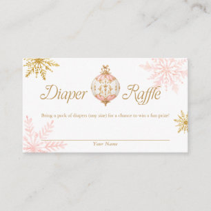 Rosa und Gold Schneeflocken-Windel-Raffle-Ticket Begleitkarte