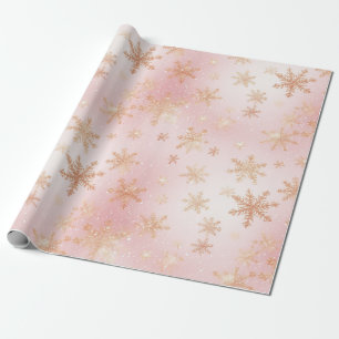 Rosa und Gold Snowflake Bliss Geschenkpapier