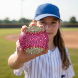 Rosa und Gold Sparkle Girl's Baseball