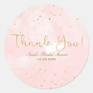 Rosa und Gold Sprenkel Moderne Hochzeitsshower Runder Aufkleber
