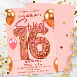 Rosa und Gold Sweet 16 Celebration Einladung