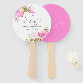 Rosa und Gold tropische Flamingo Girl Babydusche Fächer