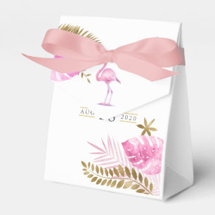 Rosa und Gold tropische Flamingo Girl Babydusche Geschenkschachtel