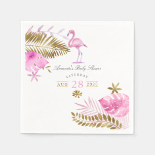 Rosa und Gold tropischer Flamingo Mädchen Baby Sho Serviette