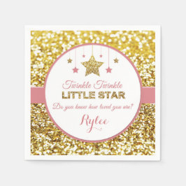 Rosa und Gold Twinkle Twinkle kleine Sternenservie Serviette