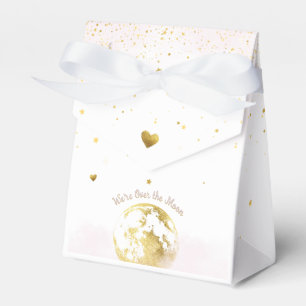 Rosa und Gold über der Mond Babydusche Geschenkschachtel