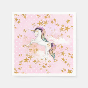 Rosa und Gold Unicorn Geburtstagsparty Napkins Serviette