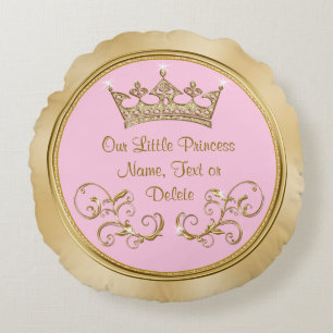 Rosa und Gold unsere kleine Prinzessin Pillows Rundes Kissen