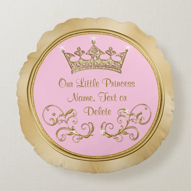 Rosa und Gold unsere kleinen Prinzesskissen Rundes Kissen (Vorderseite)