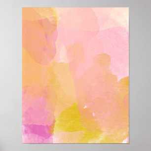 Rosa und Gold Wasserfarben-Abstraktmalerei Poster