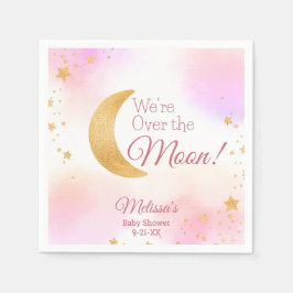 Rosa und Gold Wir sind über der Mond Girl Baby Dus Serviette