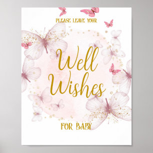 Rosa und Gold zum Geburtstag gut wünscht Tischunte Poster