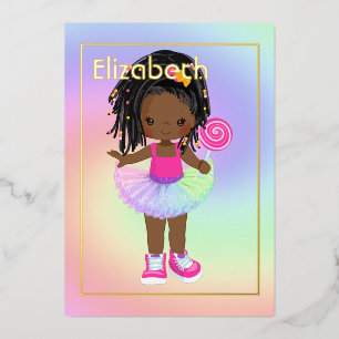 Rosa und goldafrikanische Candy Tutu Birthday Folieneinladung