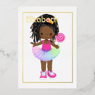 Rosa und goldafrikanische Candy Tutu Birthday Folieneinladung