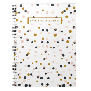 Rosa und Goldconfetti-personalisiertes Notizbuch Notizblock