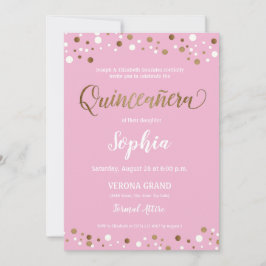 Rosa und GoldConfetti Quinceanera 15. Geburtstag Einladung