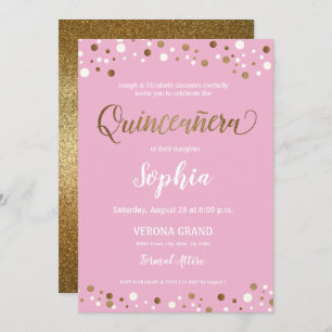 Rosa und GoldConfetti Quinceanera 15. Geburtstag Einladung