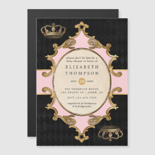 Rosa und goldene Alice im Wunderland Kinderdusche Magneteinladung