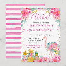 Rosa und goldene Ananas & Flamingo Quinceanera