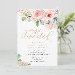 Rosa und goldene Aquarellfarben, Sie sind eingelad Einladung