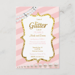 Rosa und goldene Babydusche - Einladung