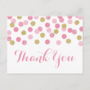 Rosa und Goldene Babyparty-Dankeskarten-Postkarte Postkarte