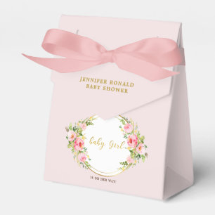 Rosa und goldene Blume Kindermädchendusche Geschenkschachtel
