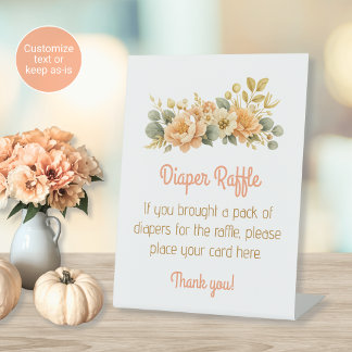 Rosa und goldene Blumen-Windelraffle-Schild für Ba Sockelschild