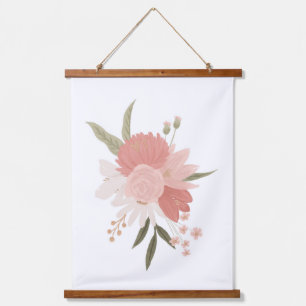 Rosa und goldene Blumengrün Girl Kinderzimmer Deko Wandteppich Mit Holzrahmen